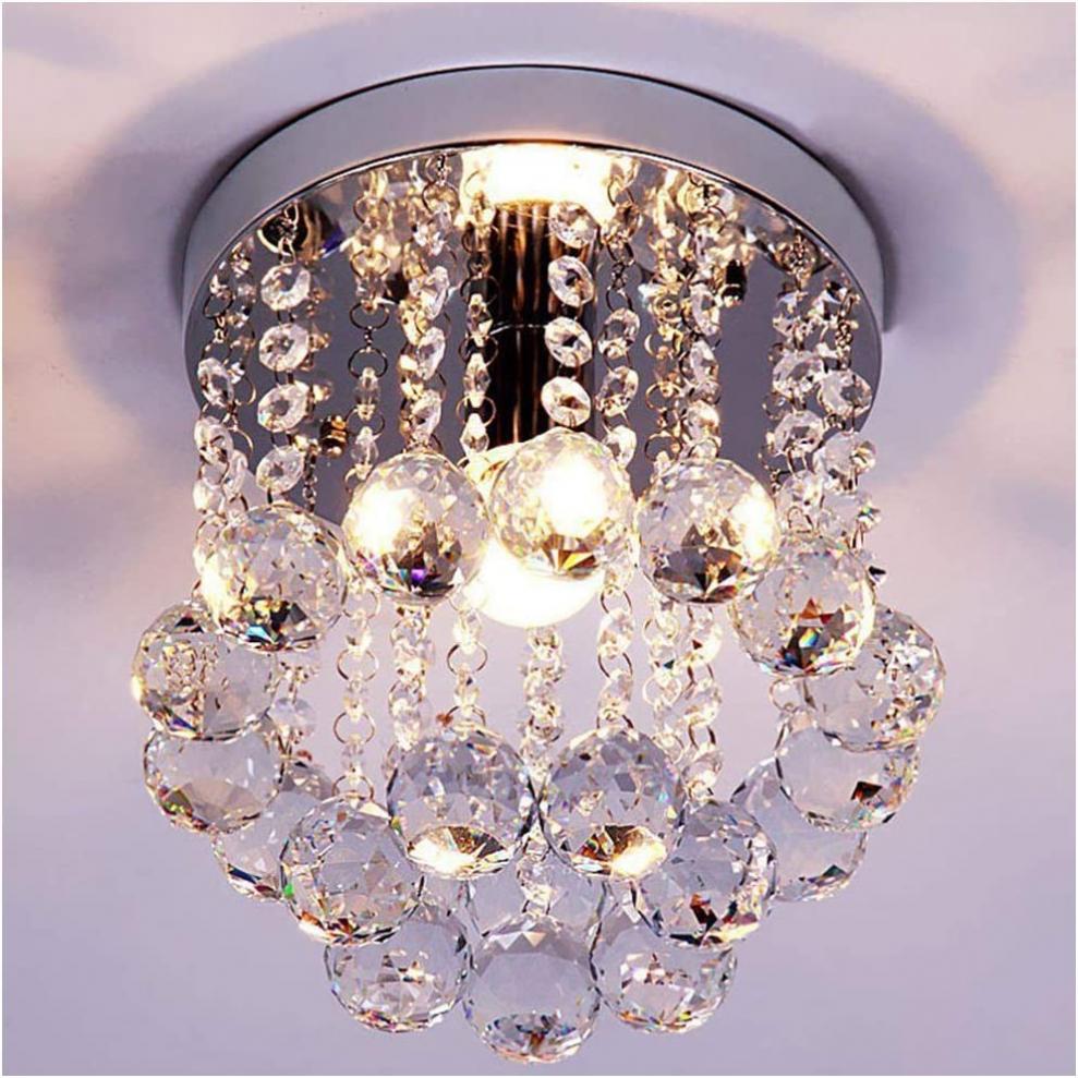ZEEFO Crystal Chandeliers Light, Mini Style Modern Décor Flush Mount Fixture with Crystal Ceiling Lamp for Hallway, Bar, Kitchen, Dining Room, Kids Room (8 inch)