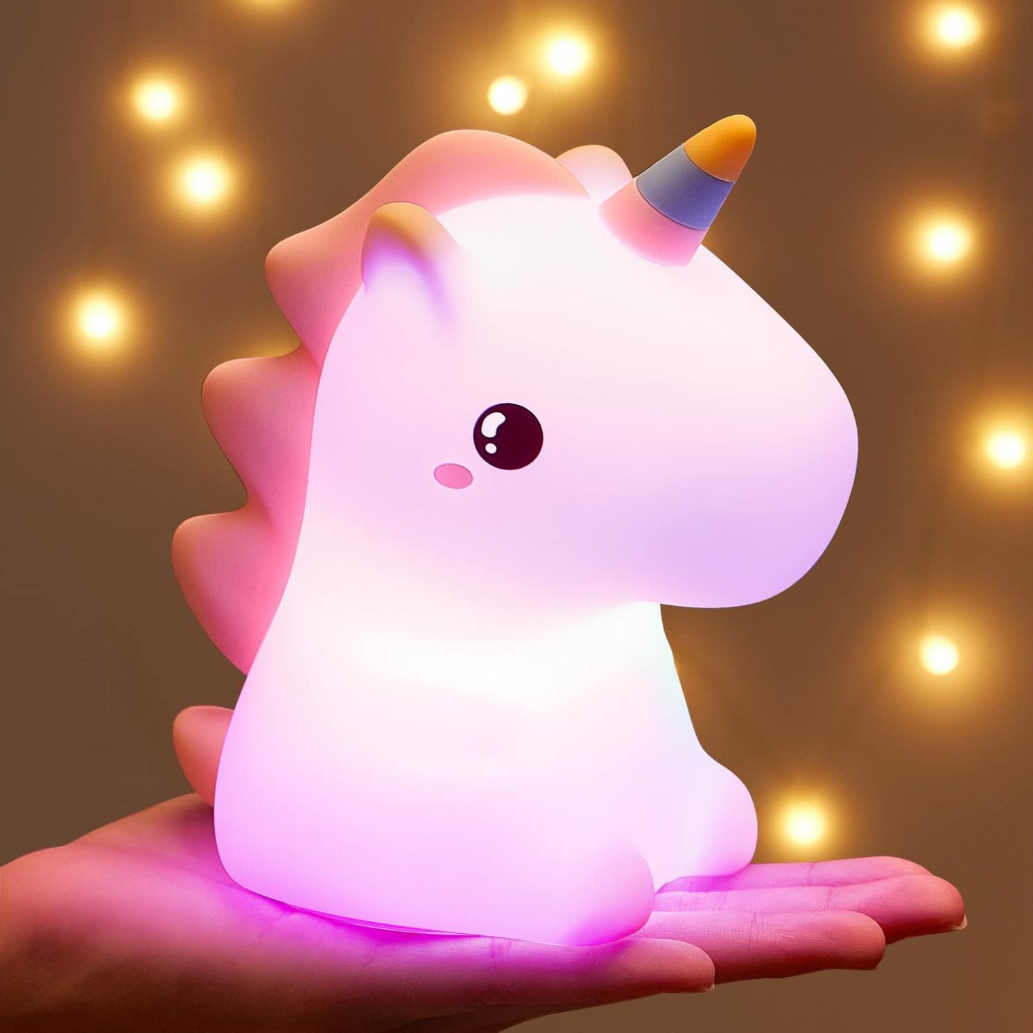 One Fire Unicorn Night Lights for Girls Bedroom,16 Color Changing Cute Night Light for Kids, LED Rechargeable Unicorn Lamp, Unicorns Gifts for Girls Night Light, Silicone Night Light Kids Room Decor
