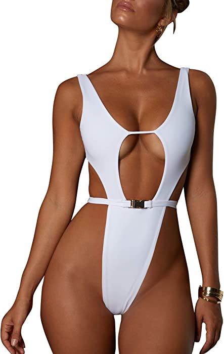 YT couple Women Sexy Deep V-Neck Strappy Cut Out Swimsuit Girl One Piece Sleeveless Backless Thong Monokini Bathing Suit