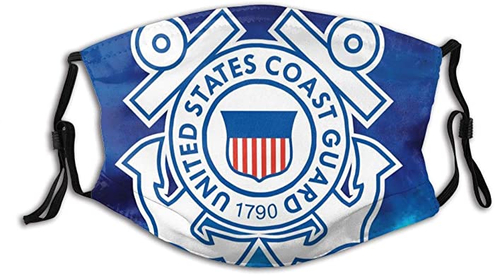 United States Coast Guard USCG Cloth Face Mask with Filter Pocket Washable Face Bandanas Balaclava Anti-Dust Print Reusable Fabric Protection