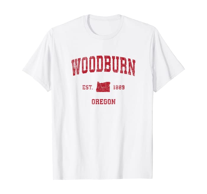 Woodburn Oregon OR Vintage Sports Design Red Print T-Shirt