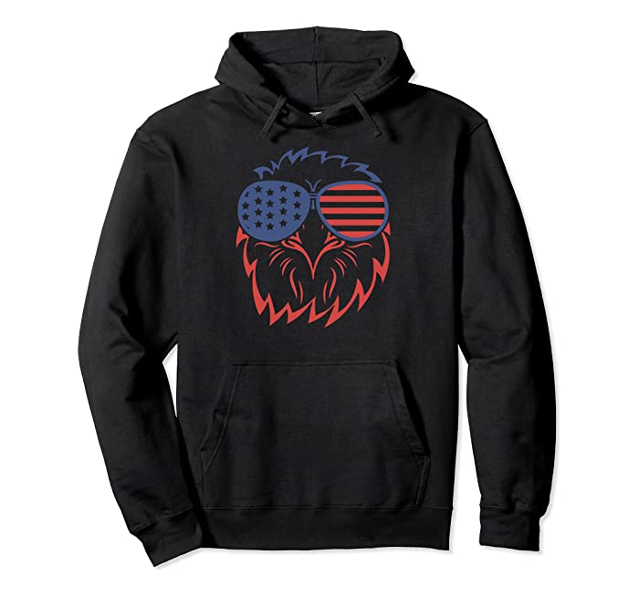 American Flag Eagle Wearing Sunglasses Graphic Pullover Hoodie