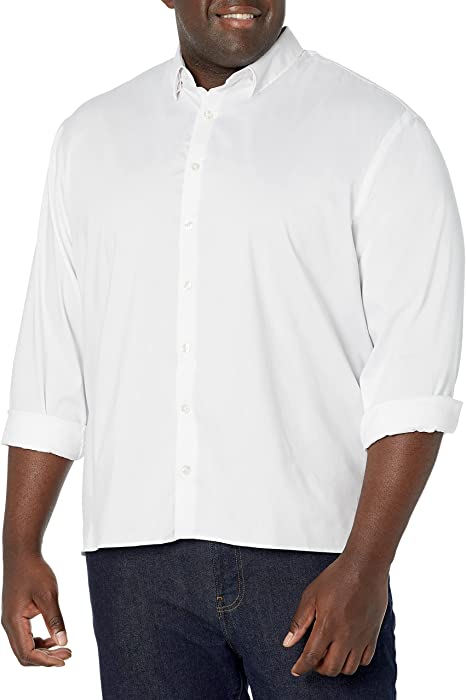 Van Heusen Men's Big and Tall Stain Shield Never Tuck Stretch Solid Button Down Shirt
