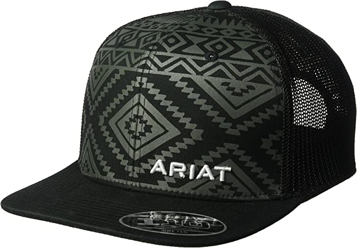 ARIAT Men's Aztec Black Flat Bill Cap