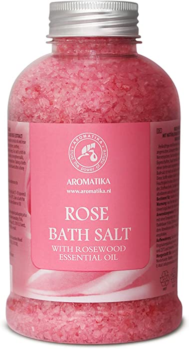 Rose Bath Salts 21.16 Ounces - Natural Rosewood Oil & Rose Extract - Best for Relaxing - Good Sleep - Beauty - Bathing - Body Care - Wellness - Relax - Aromatherapy - Spa - De-Stress Bath Salts 600g