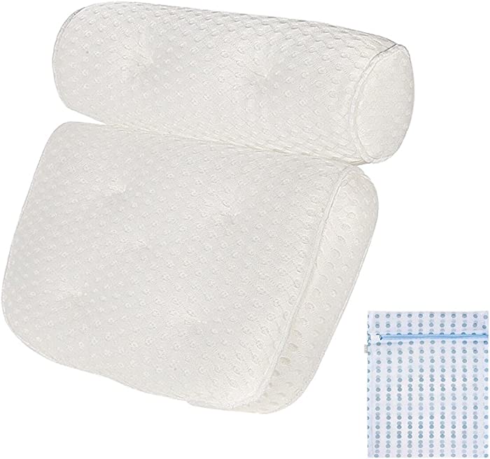 XIAOEGG Bath Pillows,Bath Tub Pillow,4D Air Mesh Spa Pillow for Neck and Back Support,6 Non Slip Suction Cups Fits All Bathtub, Hot Tub and Home Spa