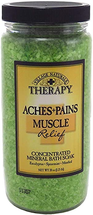 Village Naturals Aches + Pains Muscle Mineral Bath Soak 20 Ounce (591ml) (3 Pack)