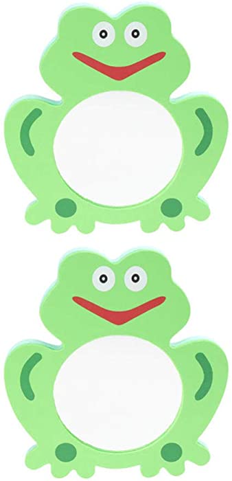 NUOBESTY 2pcs Baby Mirror Bath Toys Cartoon Frog Mirror Bathing Plaything Water Toys for Children Kids Gift for Birthday Educational Toys Green