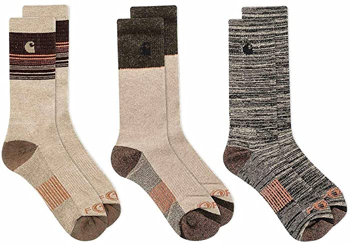 Carhartt mens Force™ Merino Wool Crew Socks 3-pack