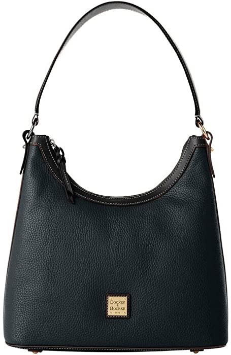 Dooney & Bourke R1613 Pebble Leather Hobo Bag Purse (Black/Black)