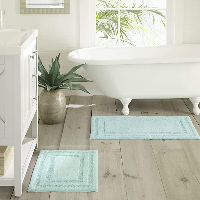 Tommy Bahama Home | Isla Collection | Bath Rug Set - 100% Tufted Cotton, Ultra Soft & Plush, Highly Absorbent, 2 Piece, Turquoise