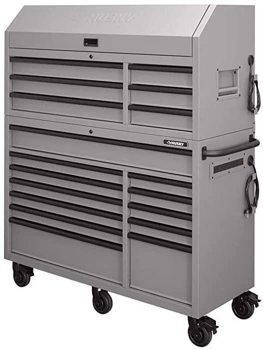 Husky 56 in. 18-Drawer Professional Tool Chest and Cabinet Set, Matte Gray