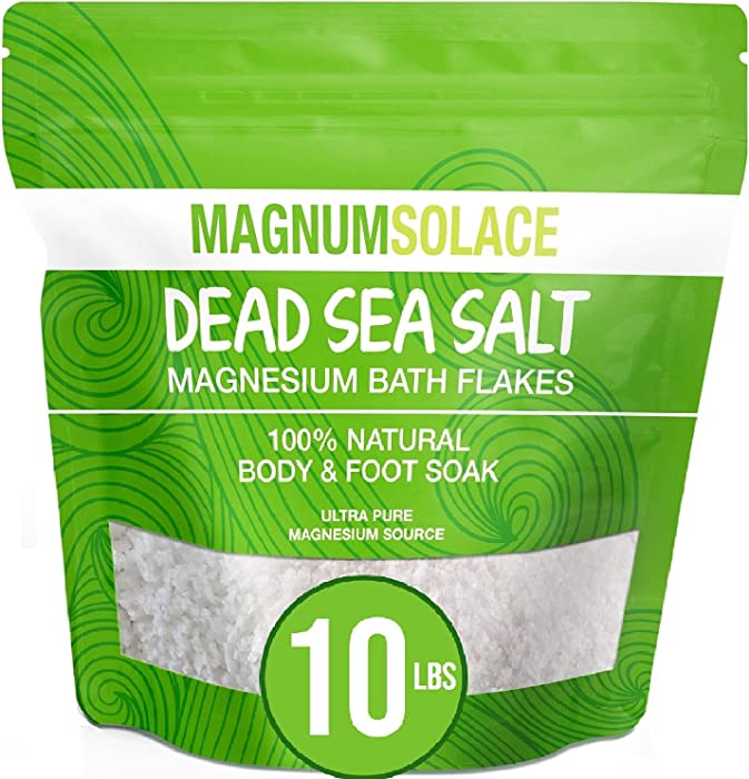 Magnesium Bath Flakes (10 LBS Bulk) Pure Dead Sea Salt Magnesium Chloride, 100% Natural Bath Soak & Foot Soak for Detox, Exceptional #1 Therapeutic Source - Stronger Alternative to Epsom Salt