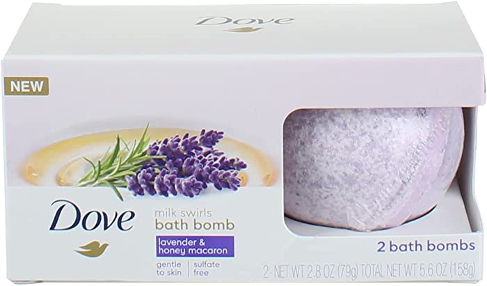 Dove Bath Bomb Milk Swirls Lavender & Honey Macaroon, 2 Pieces, Total Weight 5.6 oz