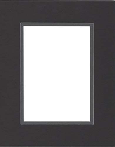 Pack of (2) 16x20 Double Acid Free White Core Picture Mats Cut for 11x14 Pictures in Black and Slate Grey