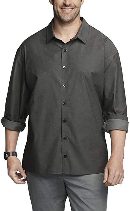 Van Heusen Men's Big and Tall Stain Shield Never Tuck Stretch Solid Button Down Shirt
