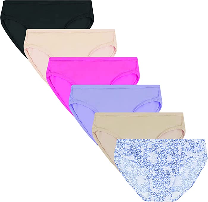 Hanes Women's Comfort Flex Fit Microfiber Bikini Underwear, 6-Pack (Colors May Vary)