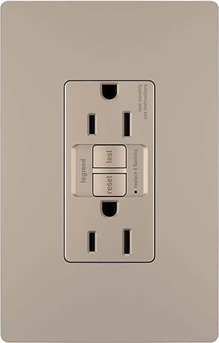 Legrand - Pass & Seymour Radiant Self-Test GFCI Outlet with Screwless Wall Plate, Safe for Kids, Tamper Resistant, Nickel, 15 Amp, 1597TRWPNI