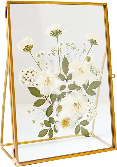 Sunnie Lane Real Pressed Flower Frame - Handmade Floral Decor (White)