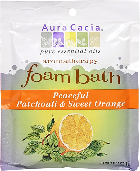 Aura Cacia Aromatherapy Foam Bath, Peaceful Patchouli and Sweet Orange, 2.5 ounce packet (Pack of 3)