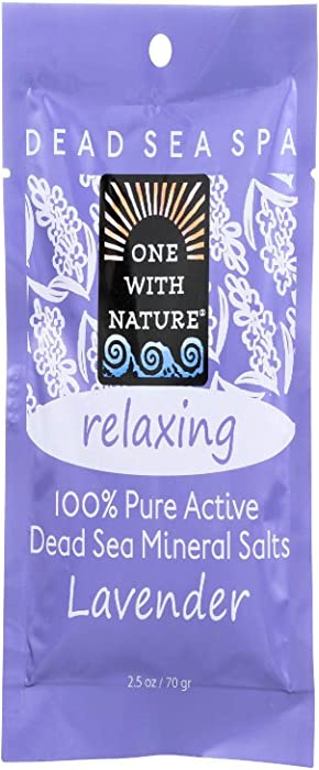 One With Nature - 100% Pure Active Dead Sea Minerals Salts Relaxing Lavender - 2.5 oz.