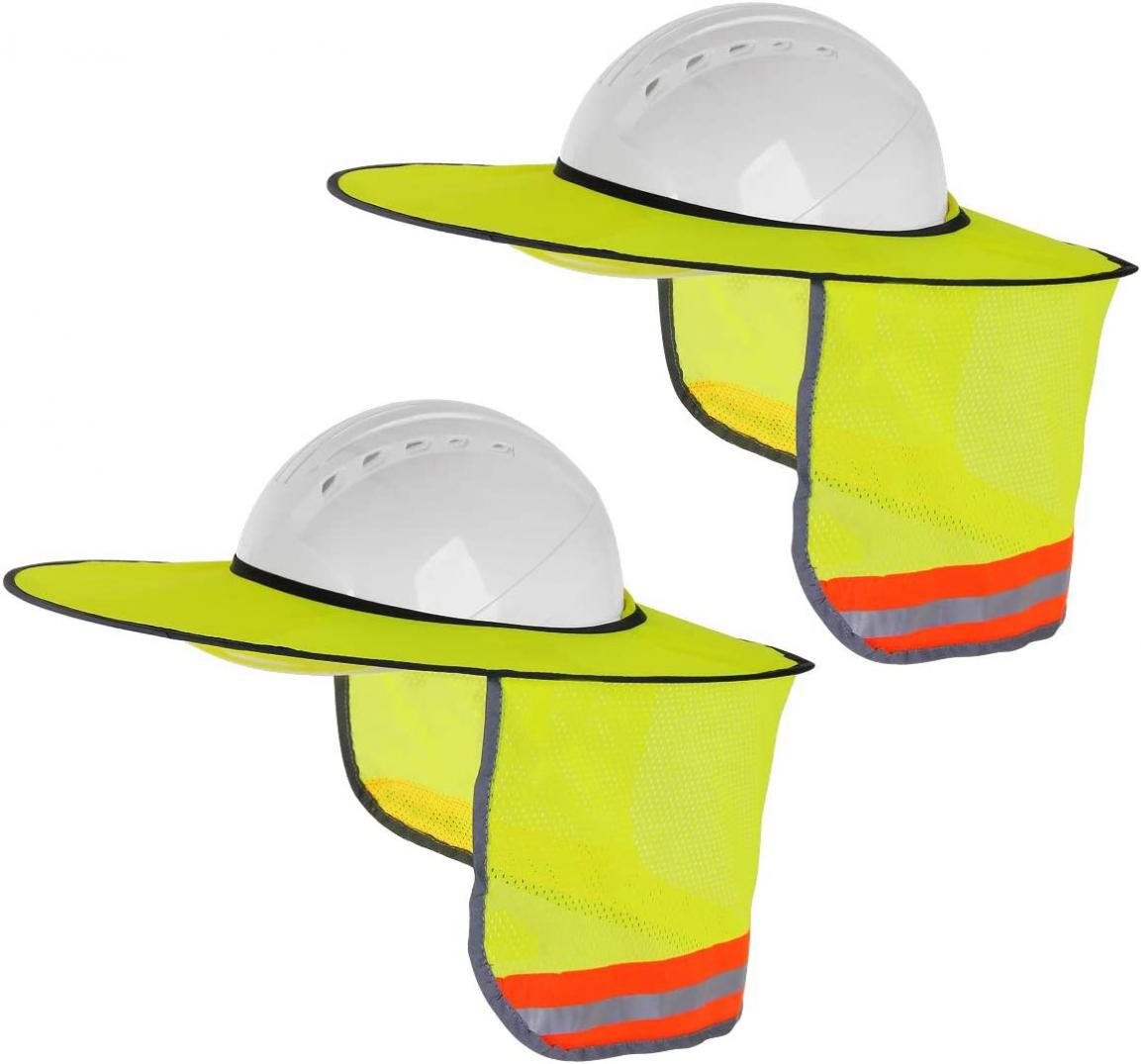 2 Pack Hard Hat Sunshield,Full Brim Mesh Neck Sunshade for Hardhats,High Visibility,Reflective