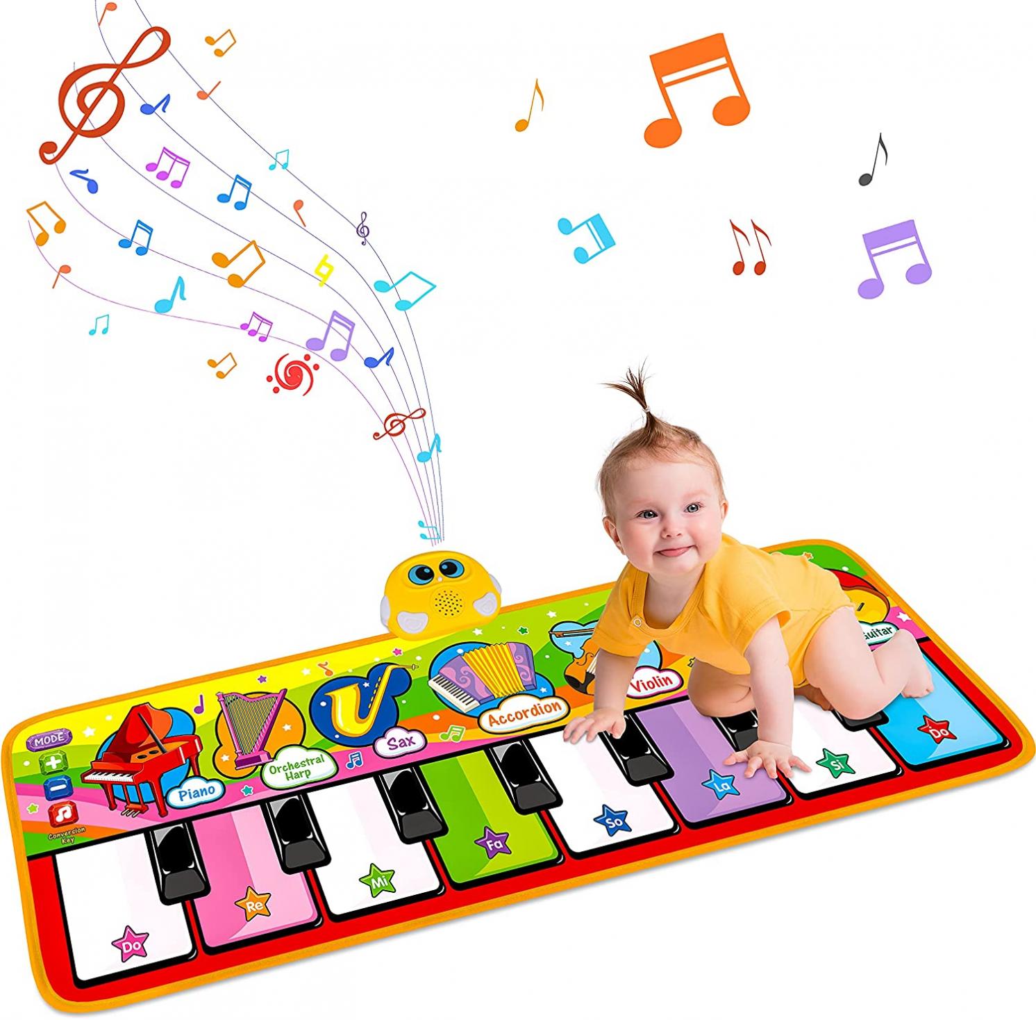 Kids Musical Mats, Musical Toys Child Floor Piano Keyboard Mat-Baby Music Blanket Touch Playmat,Early Learning Education Toys Gifts for 1 2 3 4 Year Old Toddler Girls Boys