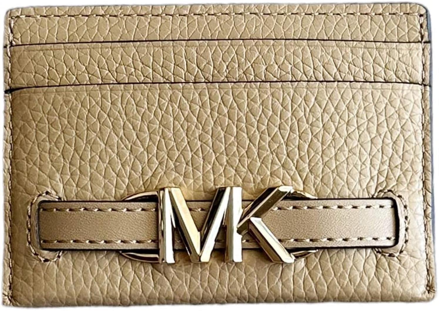Michael Kors Reed Large Card Holder Wallet MK Signature Logo Leather (Camel)
