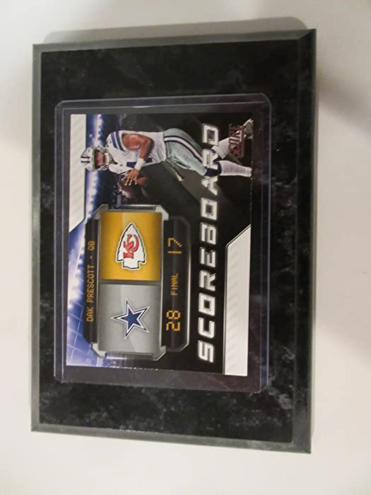 DAK PRESCOTT DALLAS COWBOYS 2018 NFL SCOREBOARD PLAYER CARD MOUNTED ON A 4" X 6" PLAQUE