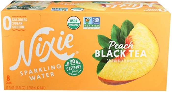 Nixie Sparkling Water Organic Peach Black Tea Sparkling Water 8 Pack, 12 FZ