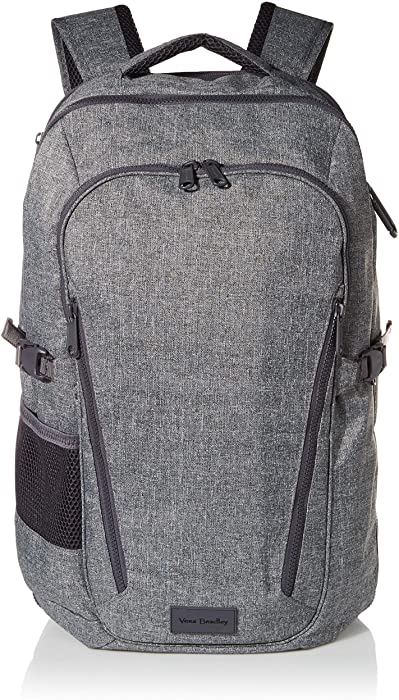 Vera Bradley womens Recycled Lighten Up Reactive Lay Flat Backpack Travel Bag, Gray Heather, One Size US
