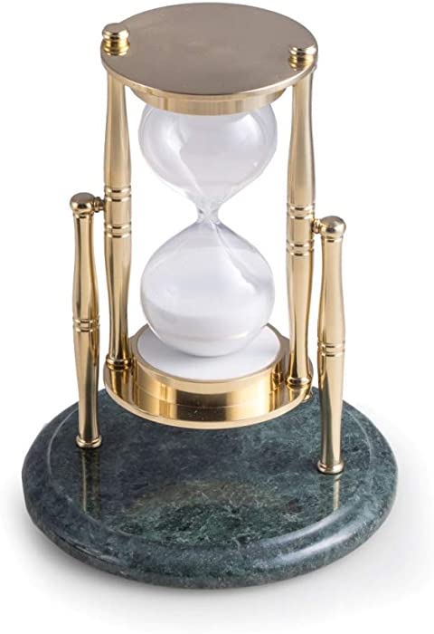 Bey-Berk D824 Green Marble 30 Minute Sand Timer with Brass Accents