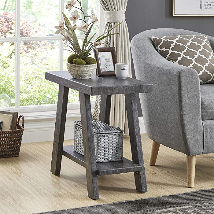 Roundhill Furniture Athens Contemporary Wood Shelf Side Table, Gray