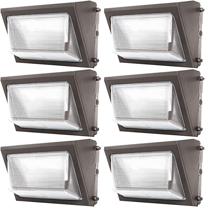 Sunco Lighting LED Wall Pack Light Outdoor 80W Commercial Grade Outside Security Warehouse Parking Lot Lighting, Daylight 5000K, 7600 LM HID Replacement, 120-277V Hard Wired, Waterproof, ETL 6 Pack