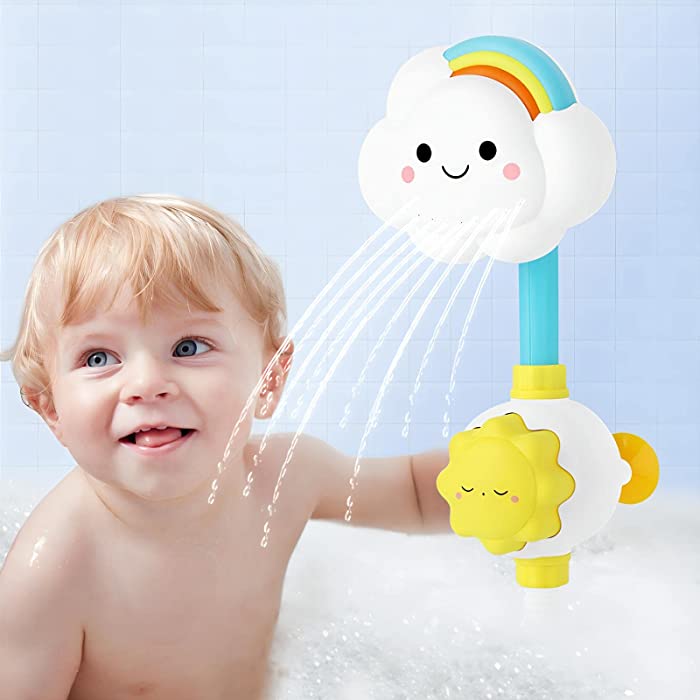 Electric Shower Bath Toy Sprinkler - Rainbow Cloud Spray Water Kids Bathtub Faucet Bathroom Accessory