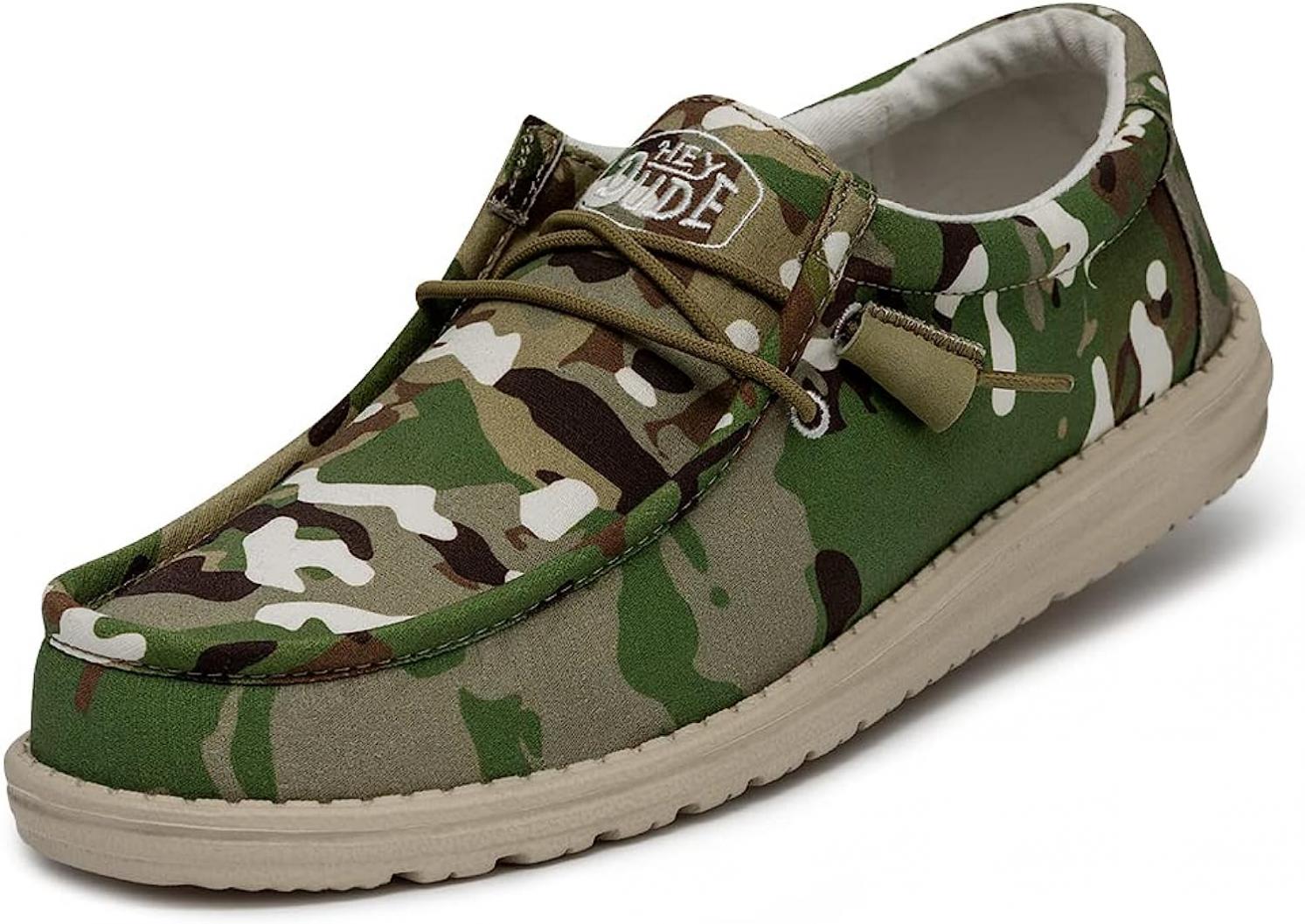 Hey Dude Men's Wally Ripstop Multi Camo Size 10| Men's Loafers | Men's Slip On Shoes | Comfortable & Light-Weight