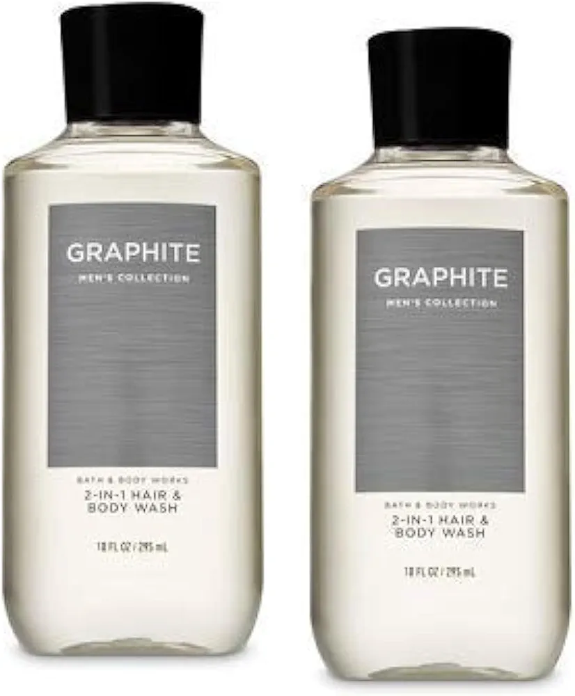 Bath and Body Works 2 Pack Graphite 2-in-1 Hair + Body Wash 10 Oz.