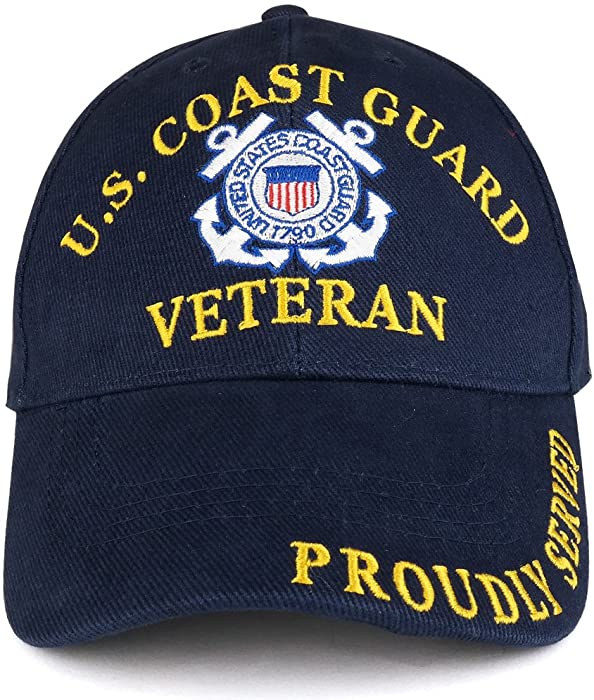 US Coast Guard Veteran Embroidered Structured Cotton Twill Baseball Cap