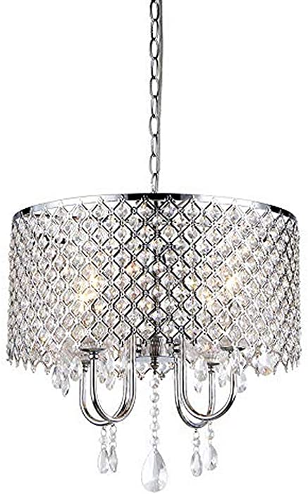 Whse of Tiffany RL5633 Deluxe Crystal Chandelier, 9" x 17" x 17", Silver