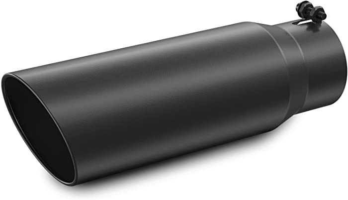 IFOKA 3 Inch Inlet Exhaust Tip, 3" Inlet 4" Outlet 12" Long Black Exhaust Tips Stainless Steel Black Powder Coated Finish Universal Fit All 3 Inch Outside Diameter Car Trucks Tailpipe