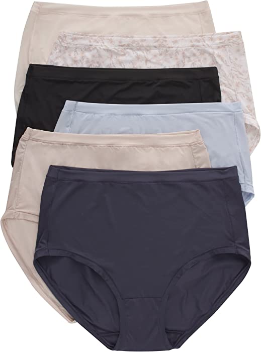 Hanes Women's Comfort Flex Fit Microfiber Low Rise Brief Underwear, 6-Pack