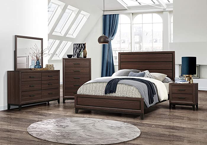 Kings Brand Furniture – Athens 6-Piece Queen Size Bedroom Set. Bed, Dresser, Mirror, Chest & 2 Night Stands