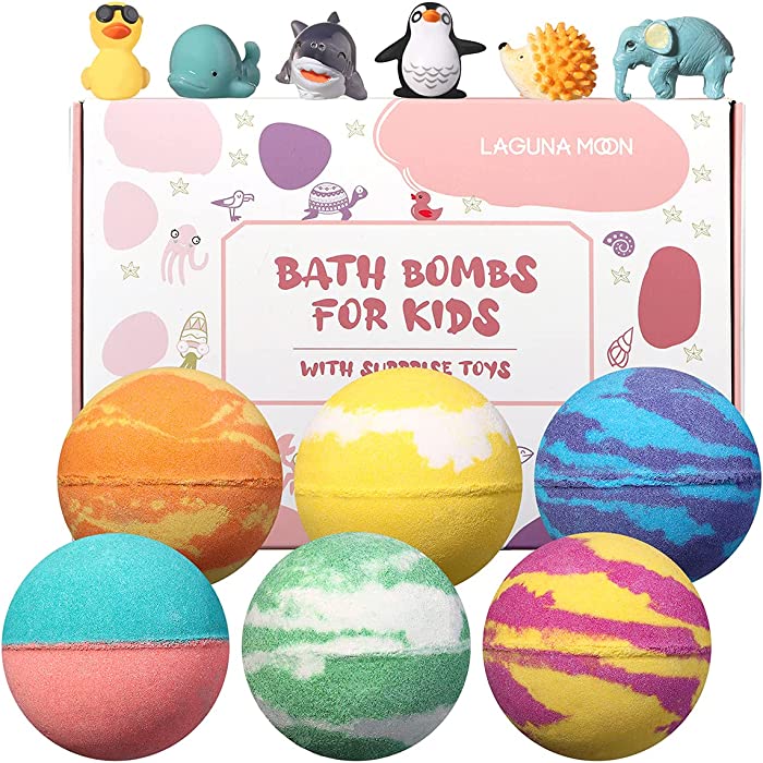 Organic Bath Bombs with Surprise Toy for Kids - 6pc Gift Set for Boys, Girls & Toddlers - Bath Tablets Fizzy Bath Bombs - Natural Bubble Bath for Kids and Safe for Sensitive Skin