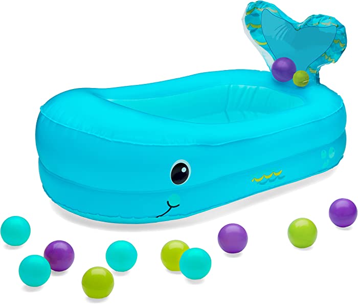 Infantino Whale Bubble Inflatable Bath Tub and Ball Set Blue