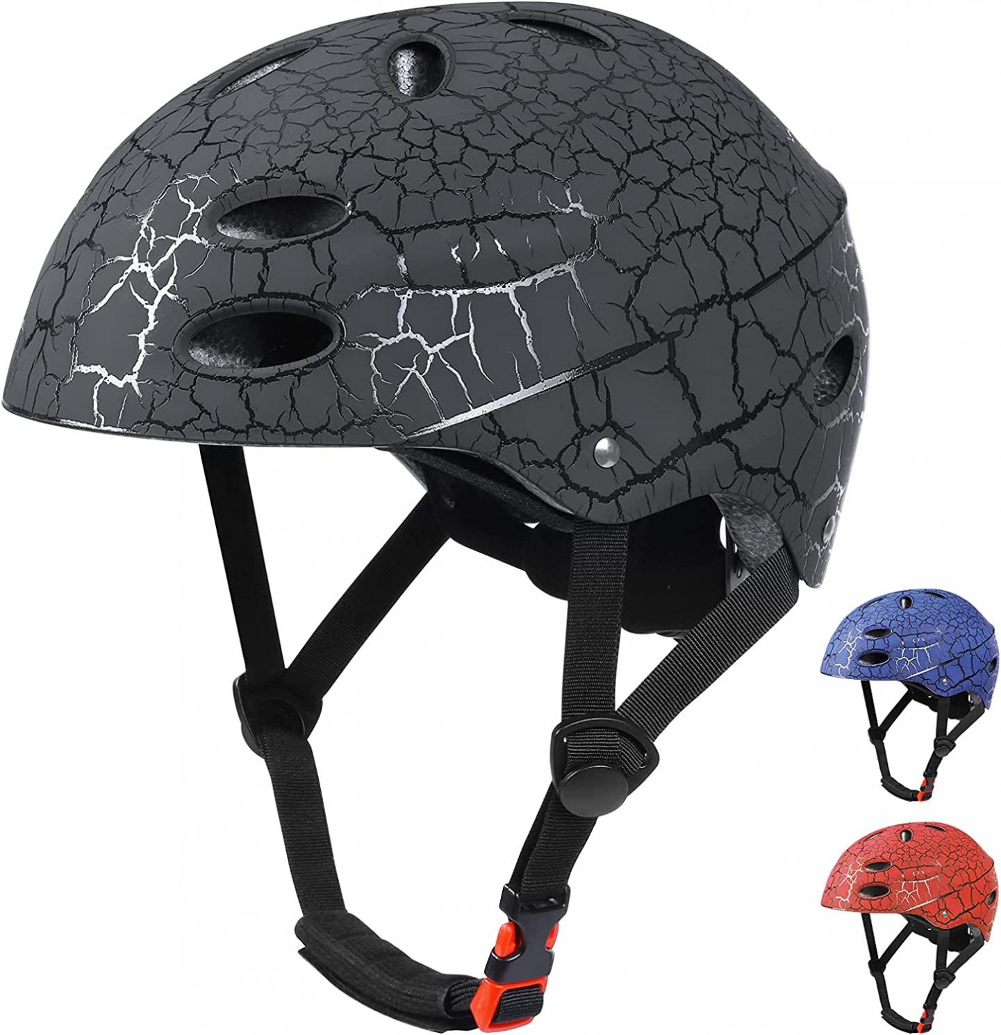 Skateboard Helmet Kids, Adjustable Bike Helmet,Breathable ABS Hard Shell Cycling Helmet for Multi-Sport Scooter Roller Skate BMX Boys Girls Ages 5-12