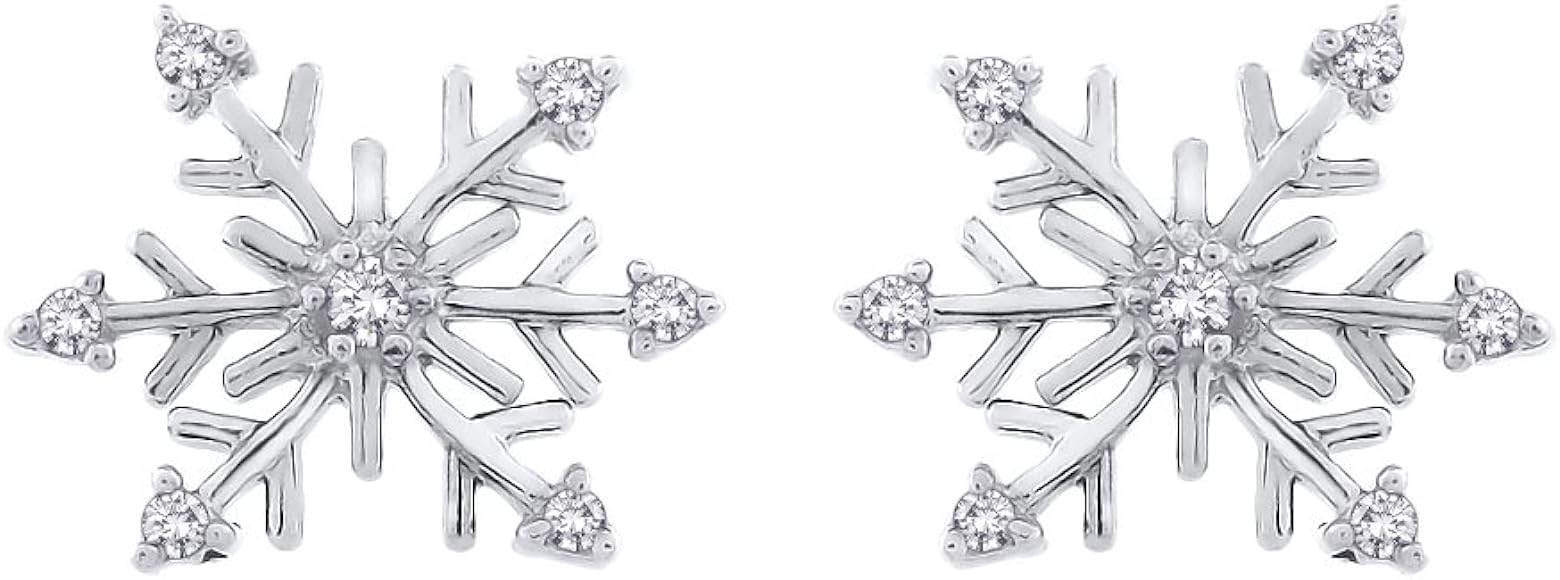KATARINA Diamond"Snow Flake" Earrings in Gold or Sterling Silver (1/8 cttw, G-H, I2-I3)
