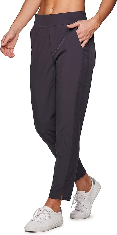 RBX Women's Stretch Woven Ankle Pant, Lightweight, Quick Drying, Flat-Front Straight Leg Pants with Pockets
