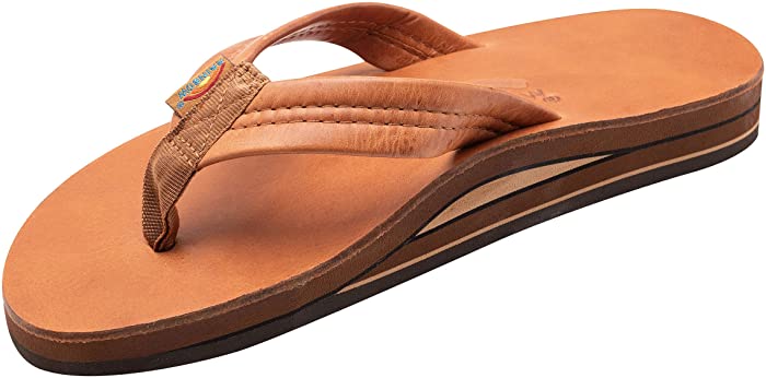 Rainbow Sandals Mens Luxury Leather - Double Layer Arch Support with 1" Strap