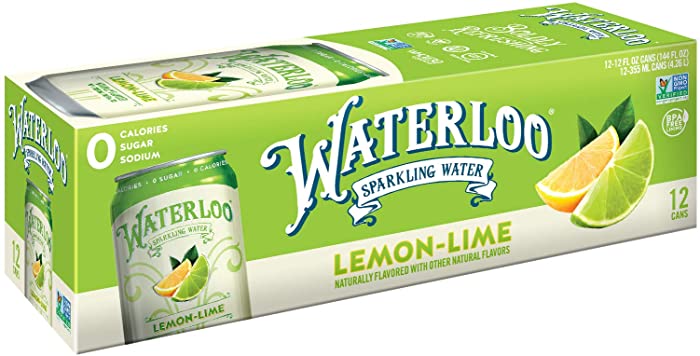 Waterloo Sparkling Water, Lemon-Lime Naturally Flavored, 12 Fl Oz Cans, Pack of 12 | Zero Calories | Zero Sugar or Artificial Sweeteners | Zero Sodium