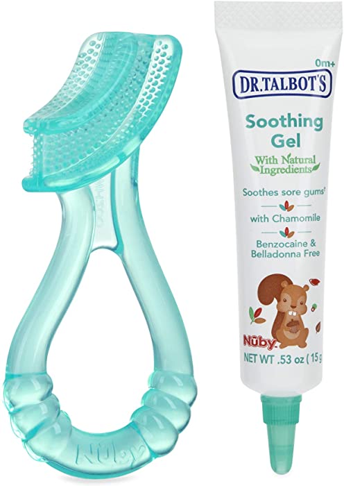 Dr. Talbot's Soothing Gel for Sore Gums with Bonus Silicone Massaging Toothbrush, 0.53 Ounce, Naturally Inspired to be Benzocaine Free, Belladonna Free, Multi-Colored, 2 Piece Set